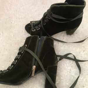 Velvet Green Booties